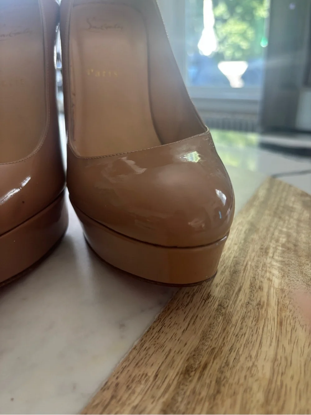 Christian Louboutin Patent Leather Nude Pumps